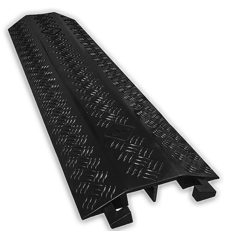Electriduct Cable Protector, 1-1/2 in H, 37-1/4 in L, 11 in W, 2 Channel, PVC, Black DO-EZ-RUNNER-2CH-BK